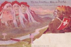 Berggesichter: Die drei Schwestern und Alvier im Rheintal, Künstlerpostkarte von Emil Nolde aus dem Jahr 1897