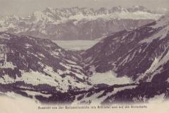 Aussicht von der Spitzmeilenhütte ins Schilstal und auf die Alvierkette um 1910
