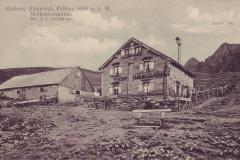 Pension Alpenrösli auf Palfries mit Alvier um 1910. Aufnahme und Verlag von Friedrich Müller, Buchs