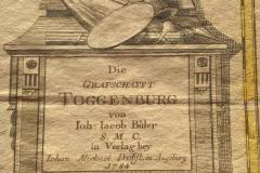 Die Grafschaft Toggenburg, Karte von Johann Jacob Bühler, Verlag Johann Michael Probst, Augsburg, 1784, Titelvignette