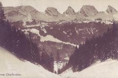 Churfirsten von Norden im Winter, Poststempel von 1916. Verlag Frei & Co., St. Gallen, Nr. 4191
