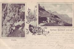 Kurhaus Hochruck 1300m mit Partie am Sitzstein, Poststempel vom 14.08.1904