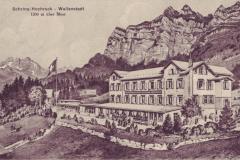 Schrina-Hochruck 1300m, Zeichnung von Jacob Nohl (1881-1952), Poststempel vom 23.09.1912. Graphisches Zeichnen-Atelier Jacob Nohl, Schaffhausen