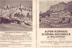 Alpenkurhaus Schrina-Hochruck Werbeprospekt um 1925: Aussenseite