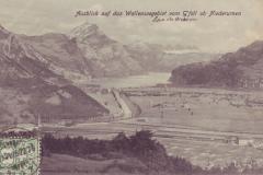 Ausblick auf das Walenseegebiet vom Gfell ob Niederurnen, Poststempel vom 30.06.1906. Aufnahme und Verlag von Schönwetter-Elmer, Glarus