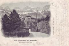 Villa Bommerstein bei Walenstadt, Blick auf die Churfirsten, Poststempel vom 12.07.1901. Aufnahme von Joachim Knobel, Glarus