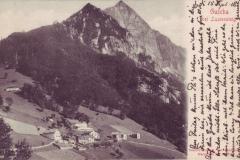 Guscha mit Tannkopf und Gir, Poststempel von 1908. Verlag von Tanner-Schnell, Tuchhandlung, Maienfeld, Nr. 13439