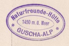 Guscha: Stempel der Naturfreundehütte auf Birch um 1920