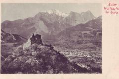 Ruine Wartenstein bei Ragaz mit Falknis um 1905. Postkartenverlag Christian Tischhauser, Buchs, Nr. 564