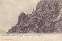 Fürstensteig: Eingang von Gaflei, Wegpartie bei den Türmen. Poststempel vom 27.07.1905. Verlag Kurhaus Gaflei