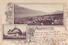Gruss aus Jenins: Die Bündte, Jenins. Poststempel vom 26.07.1905. Verlag von Salzgeber, Bäcker, Jenins