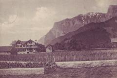 Jenins: Gasthaus Bündte mit Falknis. Poststempel vom 24.07.1912. Aufnahme und Verlag von Domenic Mischol, Schiers