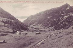 Alpenkurhaus und Touristenstation Malbun um 1908, mit dem Stachlerkopf. Poststempel vom 26.06.1909. Postkartenverlag Christian Tischhauser, Buchs, Nr. 944