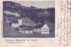 Kurhaus Masescha, Poststempel vom 16.03.1900. Verlag Rudolf Ospelt, Vaduz