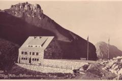 Pfälzer Hütte am Bettlerjoch mit Gorfion und Fundelkopf, Poststempel vom 27.08.1935. Aufnahme und Verlag von Adolf Buck, Schaan