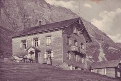 Scesaplanahütte, Poststempel vom 09.10.1914. Aufnahme und Verlag von Domenic Mischol, Schiers