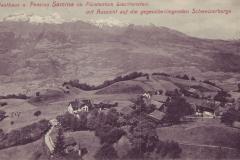 Gasthaus und Pension Samina, Triesenberg, mit Blick auf die Alviergruppe um 1910. Postkartenverlag Christian Tischhauser, Buchs, Nr. 814