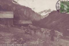 Untere Gafarra-Alp mit Foostock 2610m, Poststempel vom 23.05.1913. Aufnahme und Verlag von Max Frei, St. Gallen, Nr. 1158