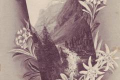 Gruss aus dem Kalfeusental (Calfeisental): Blick vom St. Martinskirchlein, Poststempel vom 27.07.1908. Aufnahme und Verlag von Johann Fetzer, Ragaz