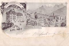 Pfäfers mit Hotel & Pension Adler, Poststempel von 1900. Unbekannter Fotograf