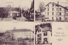 Pfäfers Dorf: Strassenansicht, Schieferfabrik, Irrenanstalt, Gross- und Kleinbäckerei Ferdinand Kressig. Poststempel vom 16.06.1911. Unbekannter Fotograf