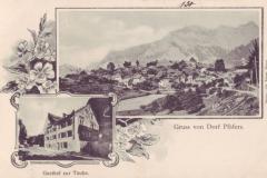 Dorf Pfäfers um 1905, mit Gasthaus zur Traube. Aufnahme und Verlag von Johann Fetzer, Ragaz