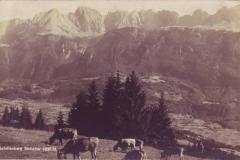 Vor der Skihütte Gstollenberg 1300m ob Mels, Poststempel von 1928. Aufnahme und Verlag von Max Burkhardt, Arbon, Nr. 1066