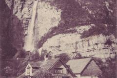 Die Seerenbachfälle bei Betlis am Walensee, mit Wirtschaft zum Wasserfall, Poststempel vom 10.07.1906. Verlag Trümpi-Knobel, Glarus, Nr. 103