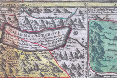 Aus dem kleinen Atlas von Gabriel Walser: Kanton Glarus mit Werdenberg um 1770. Ausschnitt Churfirsten, Walensee und Grafschaft Werdenberg